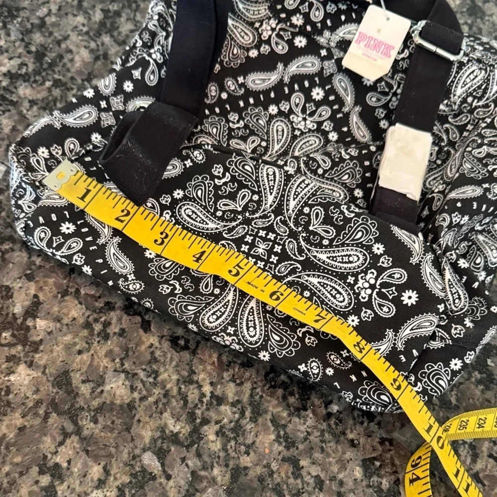 PINK Victoria's Secret Black and White Paisley Backpack NWT